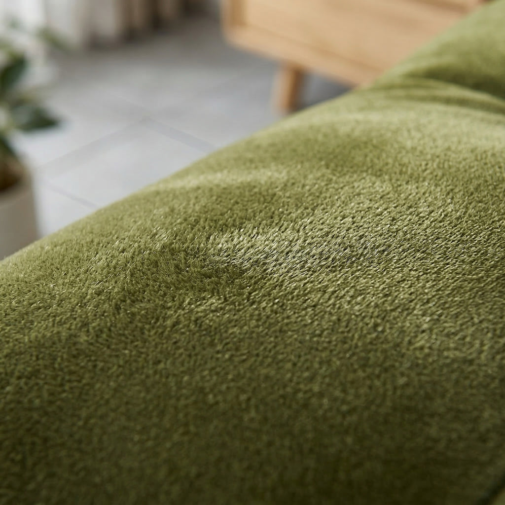 ANJU green foldable sofa bed fabric detail