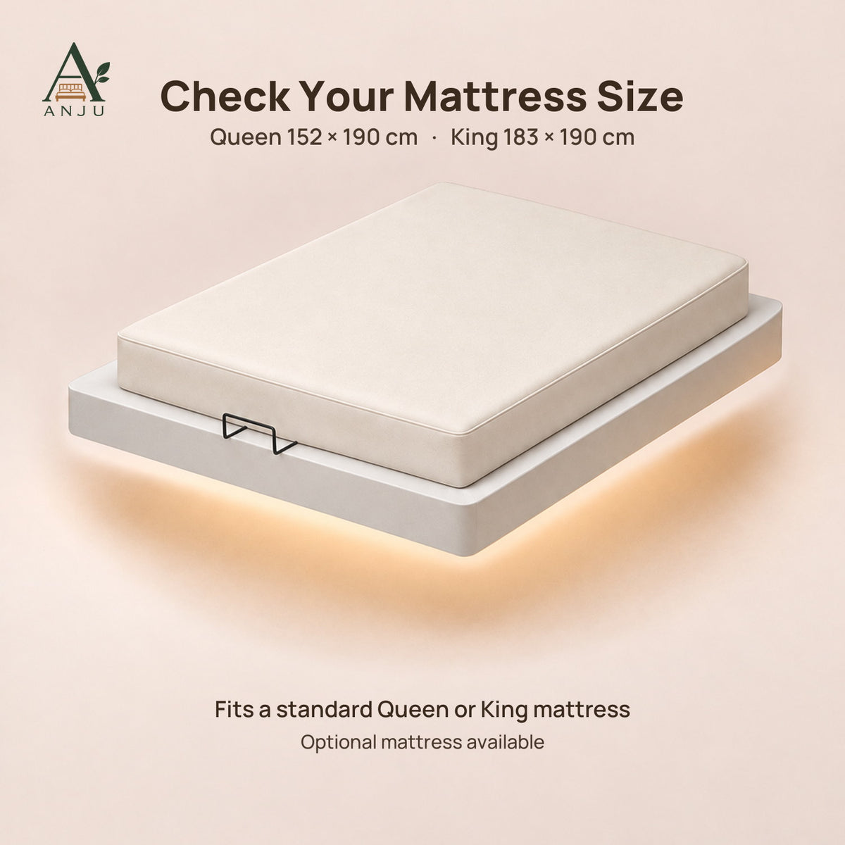 ANJU Floating Bed Frame mattress size guide