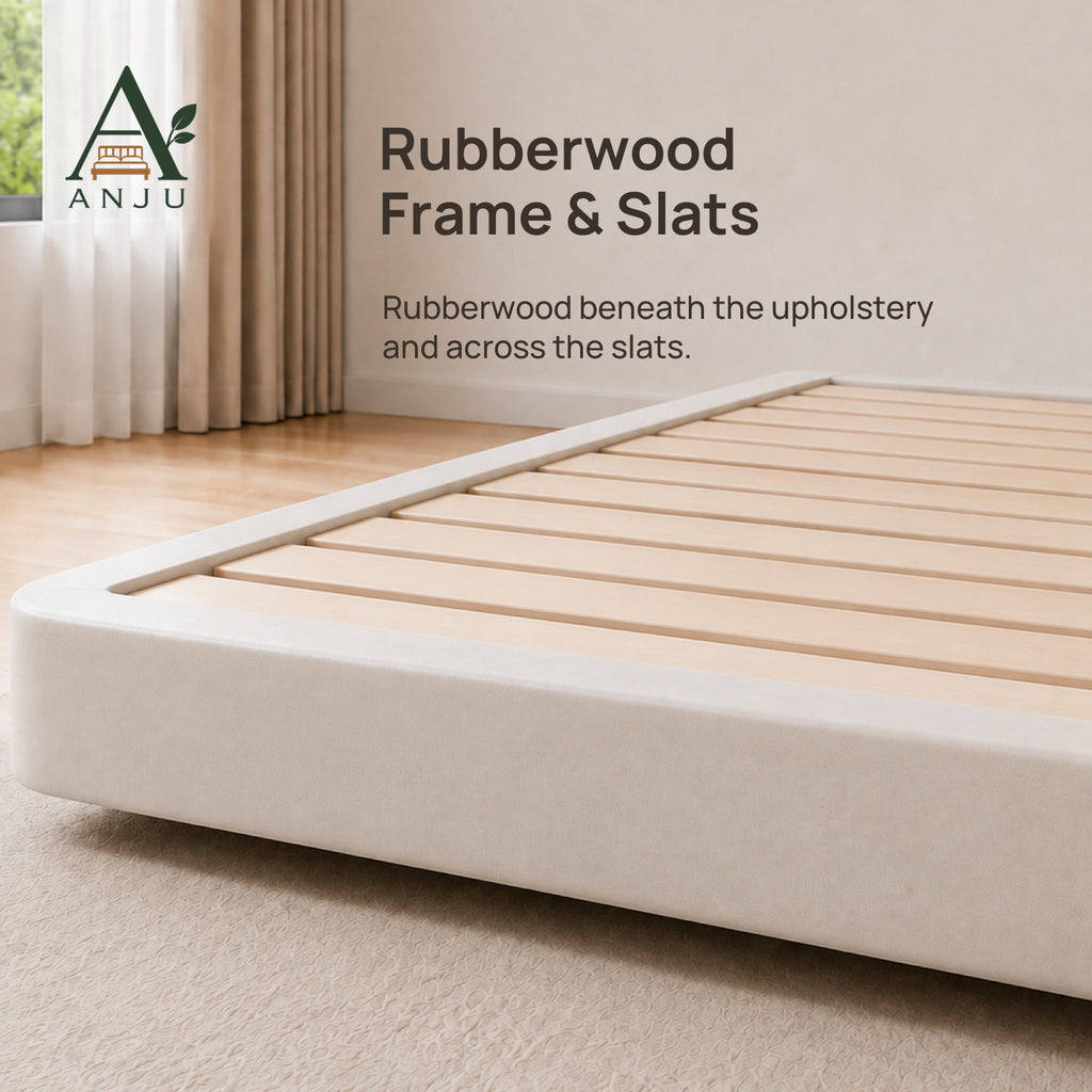 ANJU Floating Bed Frame with Motion Sensor LED Light, Off-White, Queen or King — view 5