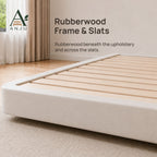 ANJU Floating Bed Frame with Motion Sensor LED Light, Off-White, Queen or King — view 5