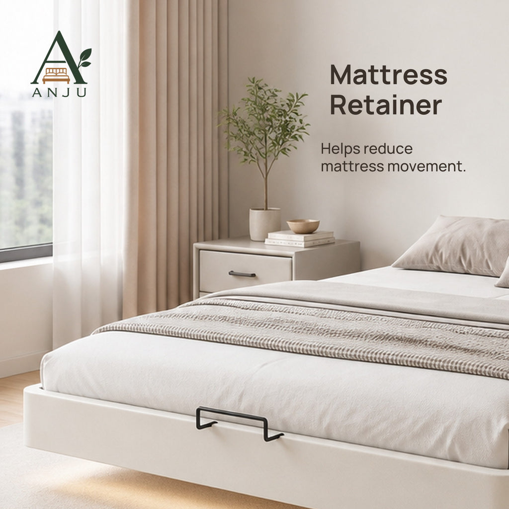 ANJU Floating Bed Frame with Motion Sensor LED Light, Off-White, Queen or King — view 6