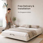ANJU Floating Bed Frame with Motion Sensor LED Light, Off-White, Queen or King — view 9
