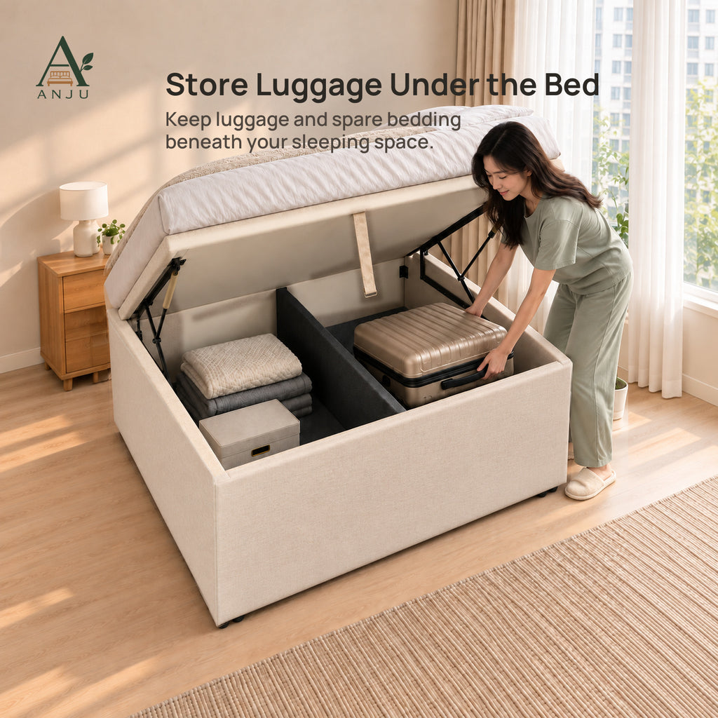 ANJU Gas Lift Storage Bed Frame, Side Opening, No Headboard, Single to King — image 7