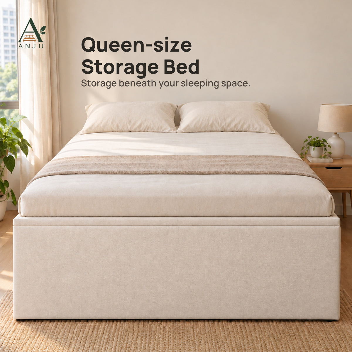 ANJU Gas Lift Storage Bed Frame, Side Opening, No Headboard, Single to King — image 9