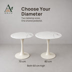 ANJU White Round Pedestal Table, 70cm or 80cm — view 2