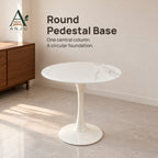 ANJU White Round Pedestal Table, 70cm or 80cm — view 3