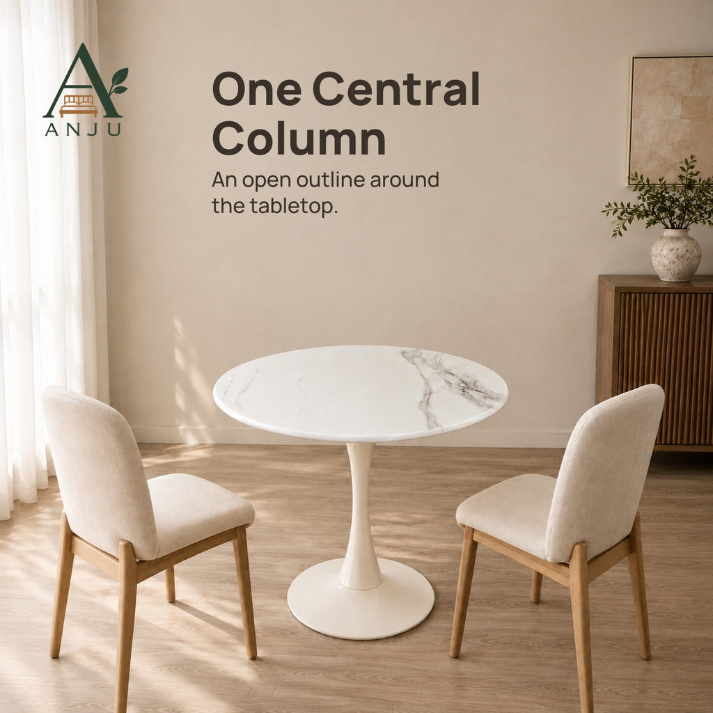 ANJU White Round Pedestal Table, 70cm or 80cm — view 7