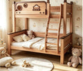 ANJU 200cm Long Wooden Bunk Bed with Porthole Window and Little House Panel