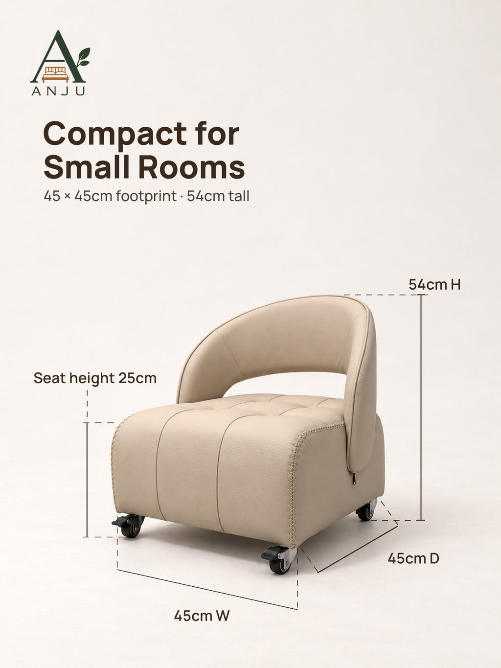 ANJU Low Lounge Chair with Wheels and C-Shaped Back — image 4