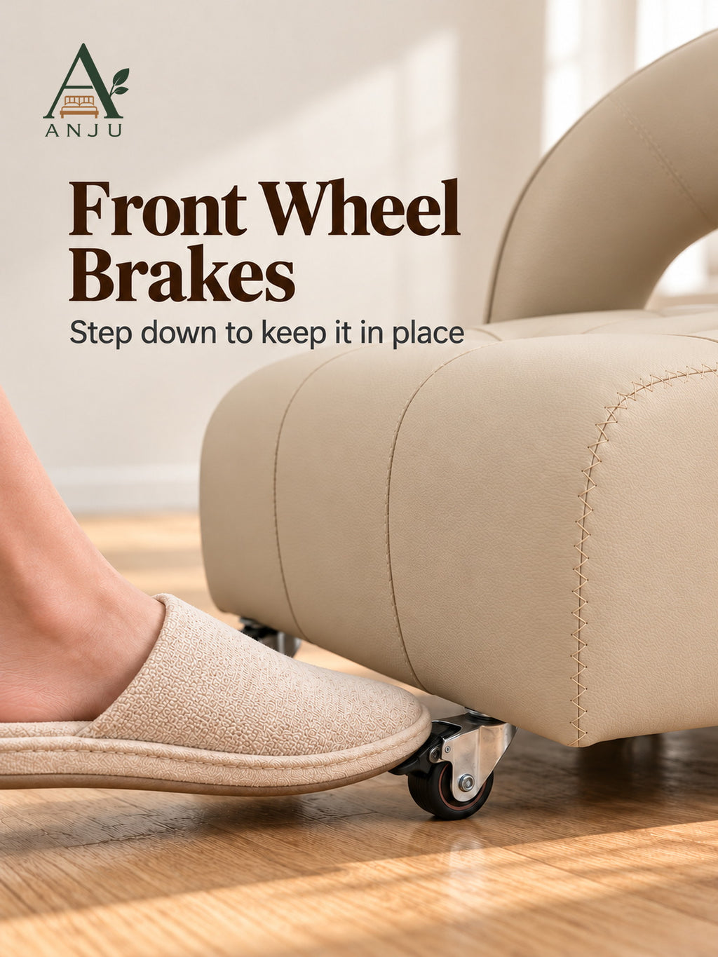 ANJU Low Lounge Chair with Wheels and C-Shaped Back — image 6