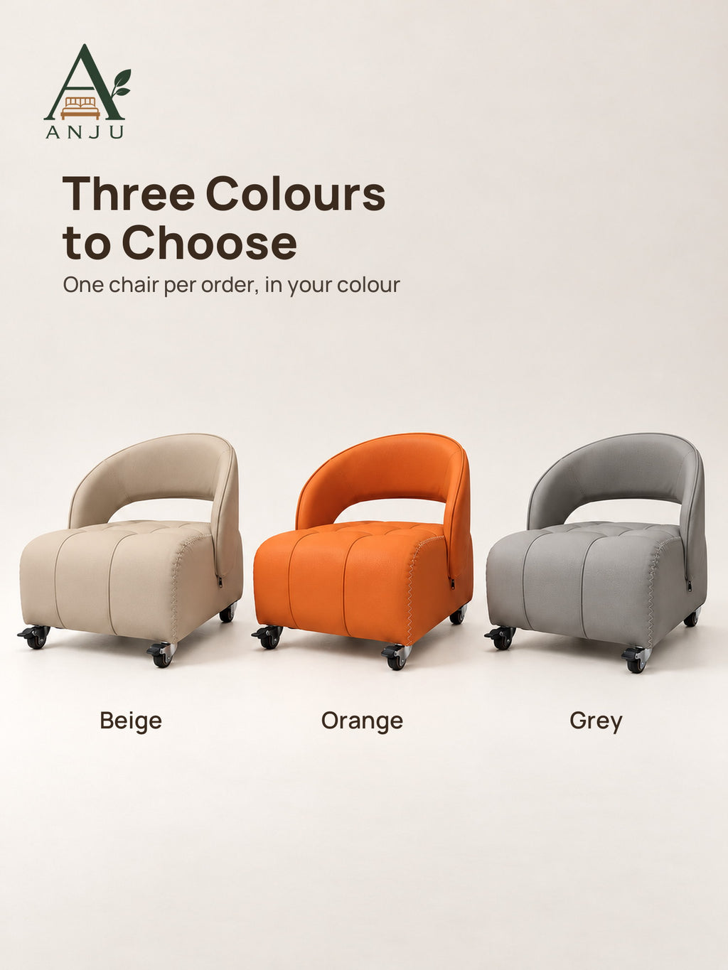 ANJU Low Lounge Chair with Wheels and C-Shaped Back — image 8