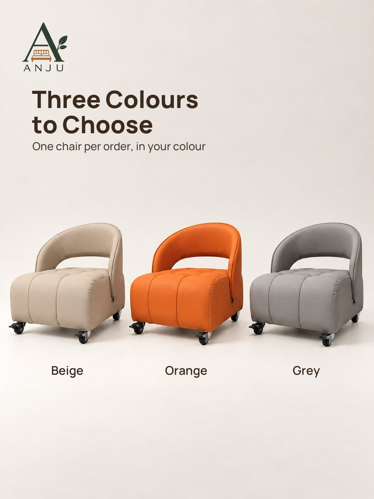 ANJU Low Lounge Chair with Wheels and C-Shaped Back — image 8