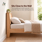 ANJU Solid Ash Wood Bed Frame with Headboard Shelf, 150cm or 180cm — image 6