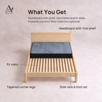 ANJU Solid Ash Wood Bed Frame with Headboard Shelf, 150cm or 180cm — image 9