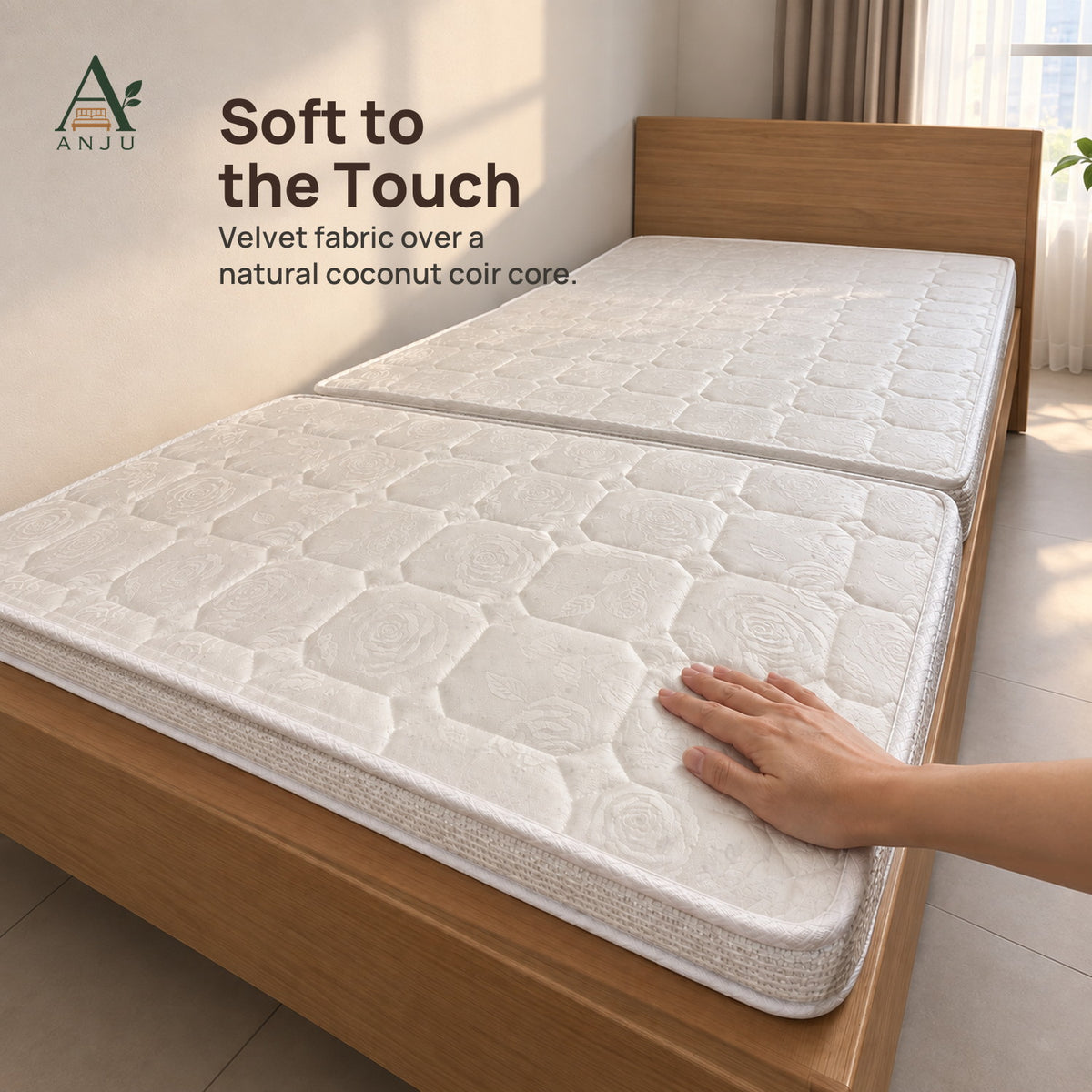 ANJU 6cm Tri-Fold Coconut Coir Mattress, Single or Super Single — view 3