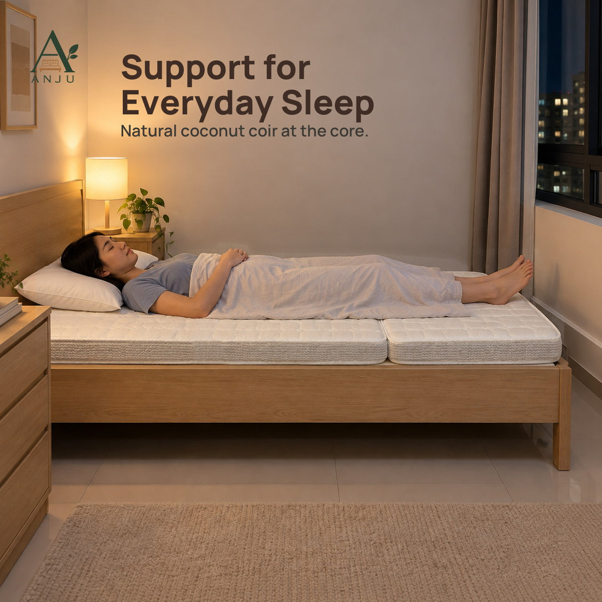 ANJU 6cm Tri-Fold Coconut Coir Mattress, Single or Super Single — view 4