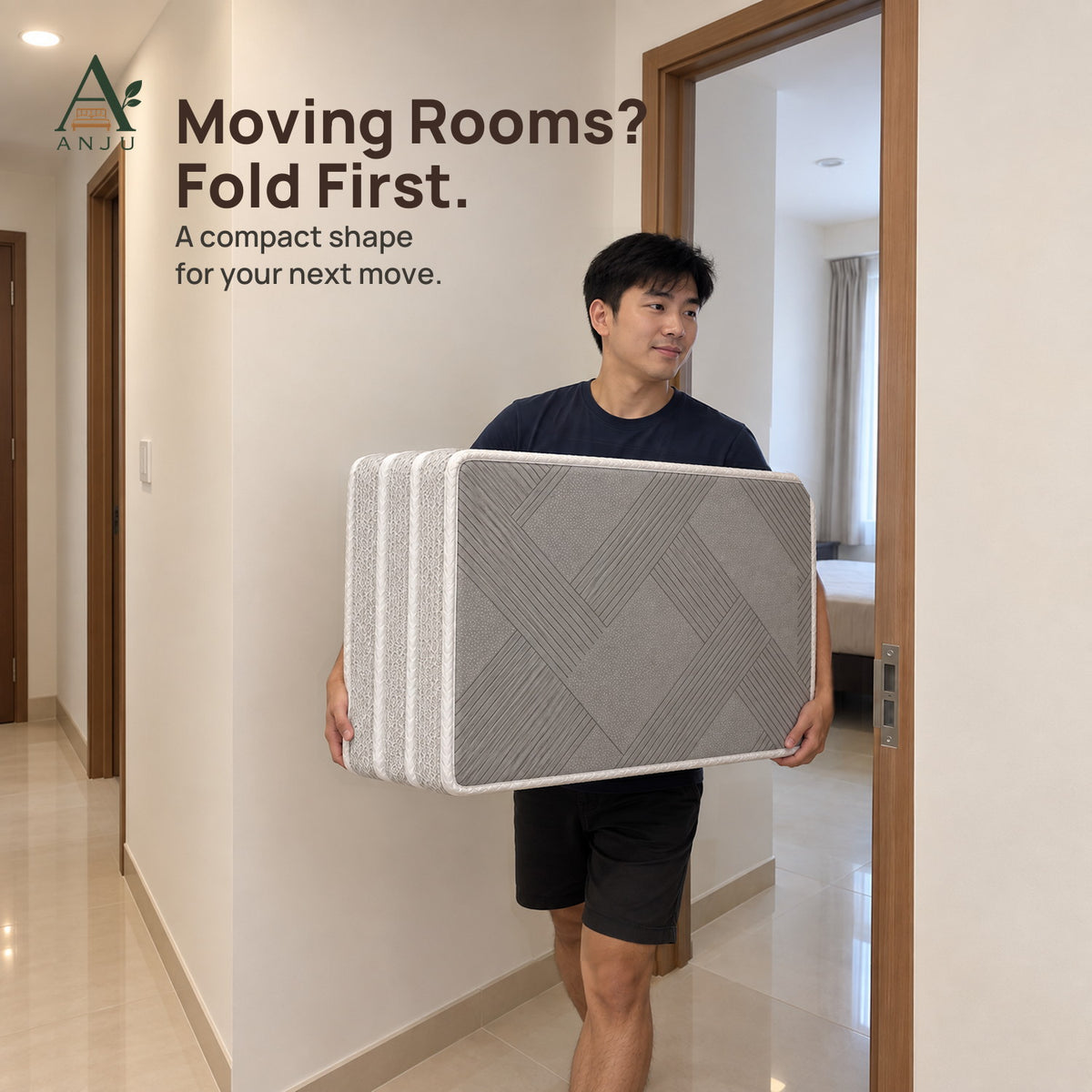 ANJU 6cm Tri-Fold Coconut Coir Mattress, Single or Super Single — view 5