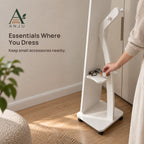 ANJU Full-Length Floor Mirror with Rear Clothes Hooks, Shelf and Wheels, White — view 4