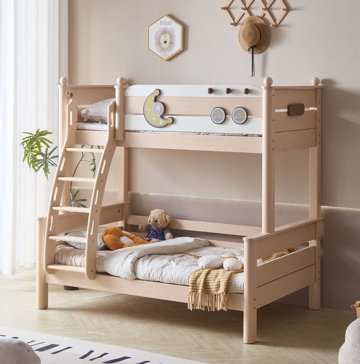 ANJU Moon Wooden Bunk Bed with Optional Storage Stairs