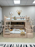ANJU Moon Wooden Bunk Bed with Optional Storage Stairs