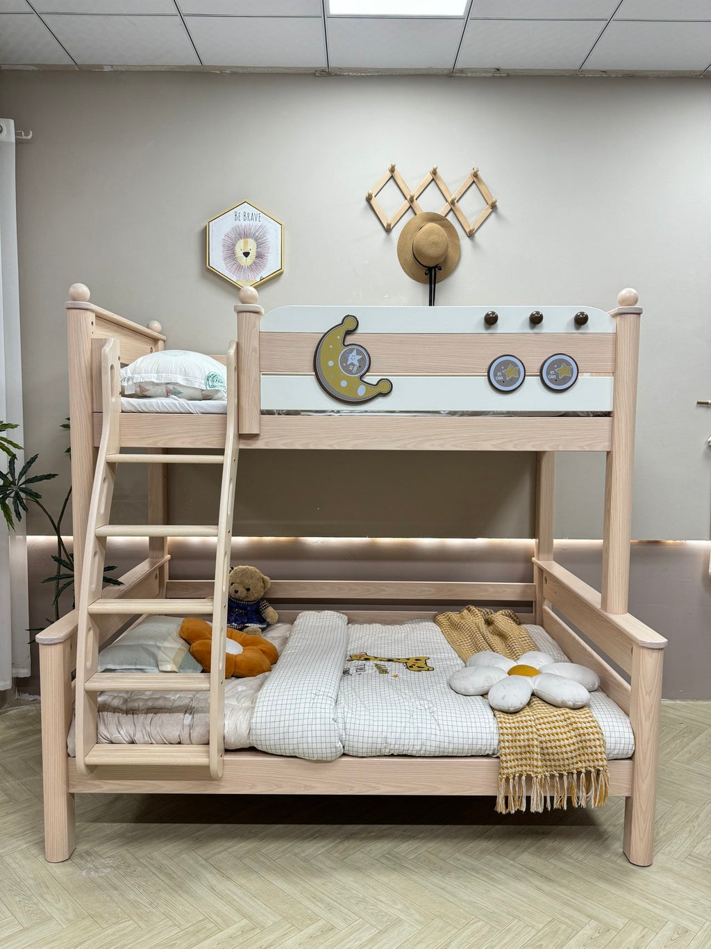 ANJU Moon Wooden Bunk Bed with Optional Storage Stairs
