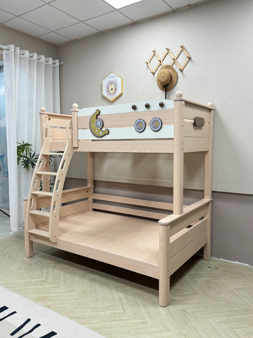 ANJU Moon Wooden Bunk Bed with Optional Storage Stairs