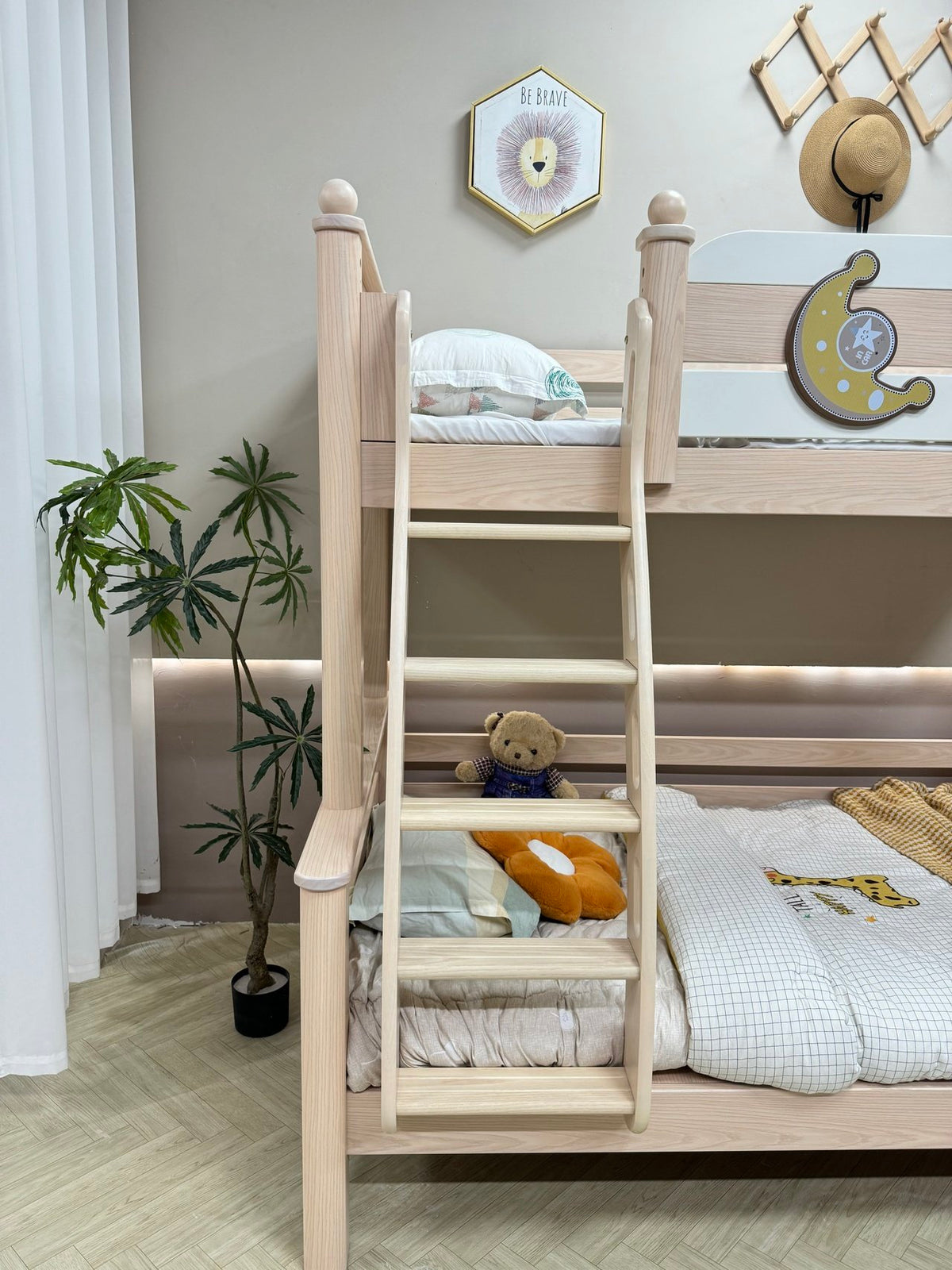 ANJU Moon Wooden Bunk Bed with Optional Storage Stairs