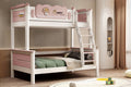 ANJU Mushroom Wooden Bunk Bed with Pink Cloud Guardrail
