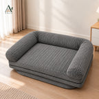 ANJU Corduroy Folding Floor Sofa Bed for People and Pets — Grey