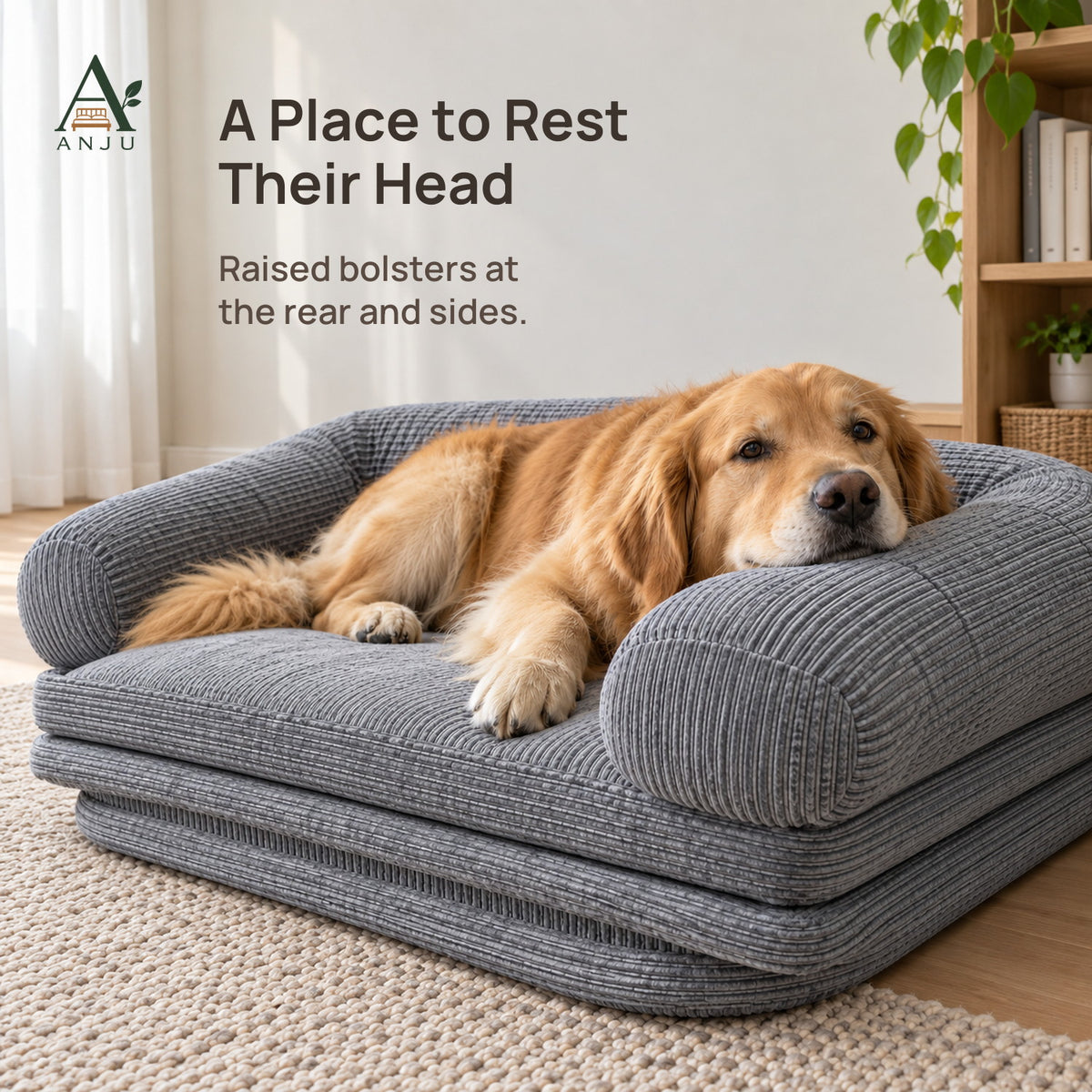 ANJU Corduroy Folding Floor Sofa Bed for People and Pets — view 4