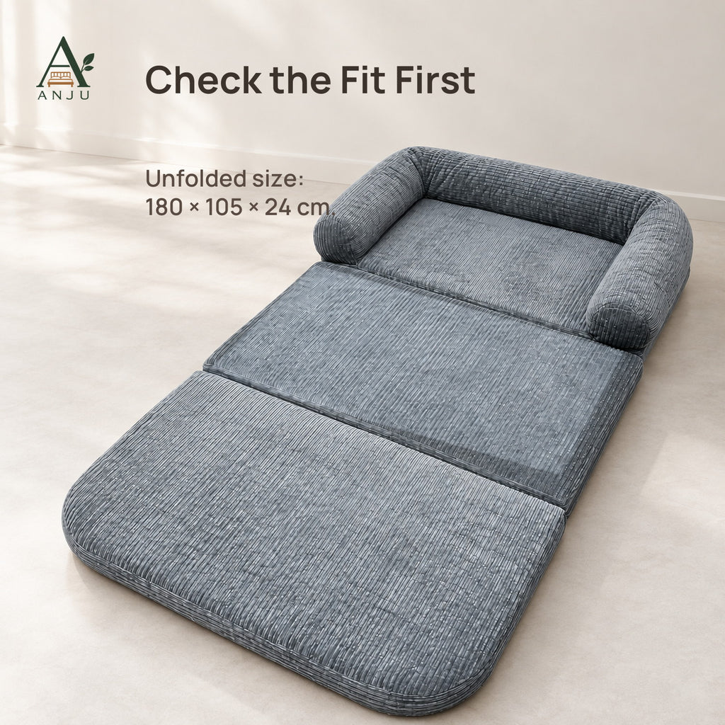ANJU Corduroy Folding Floor Sofa Bed for People and Pets — view 5
