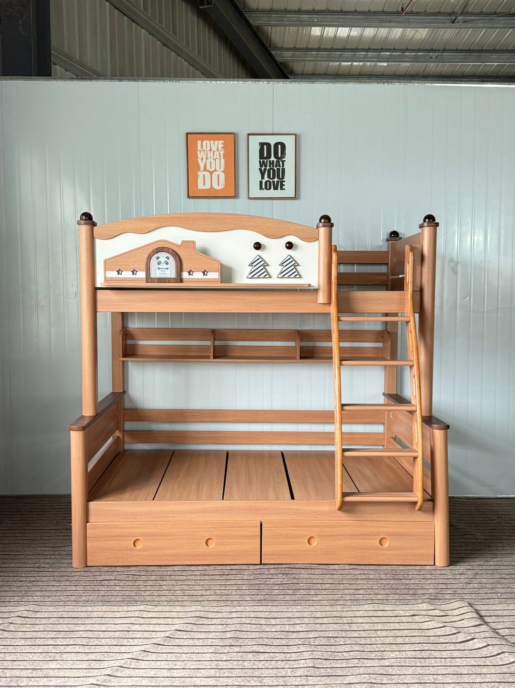 ANJU Pine Tree and Little House Wooden Bunk Bed with Optional Drawers and Bookshelf