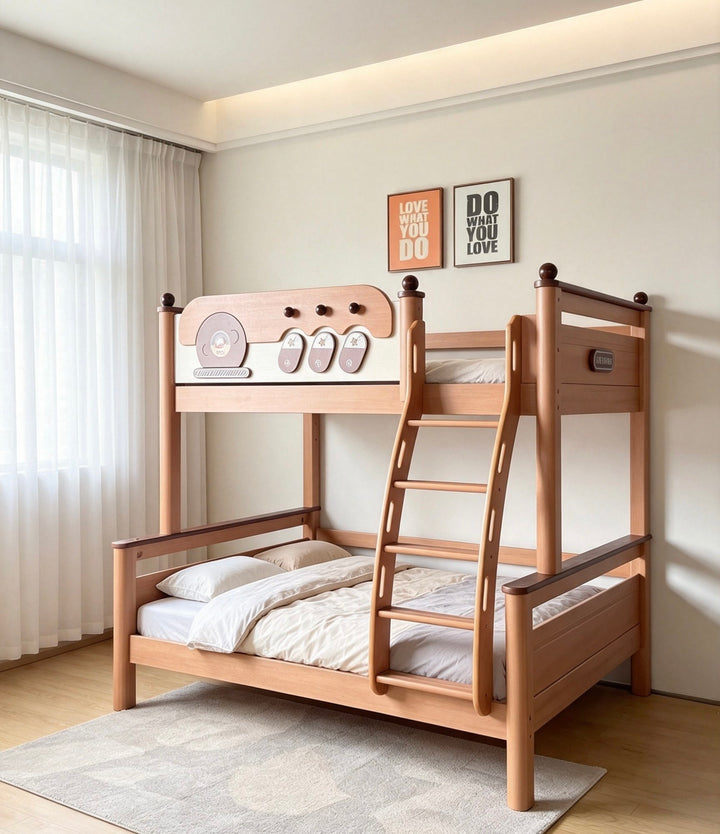 ANJU Planet and Shooting Star Wooden Bunk Bed with Optional Storage Stairs