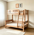ANJU Porthole Wooden Bunk Bed with Optional Drawers and Bookshelf