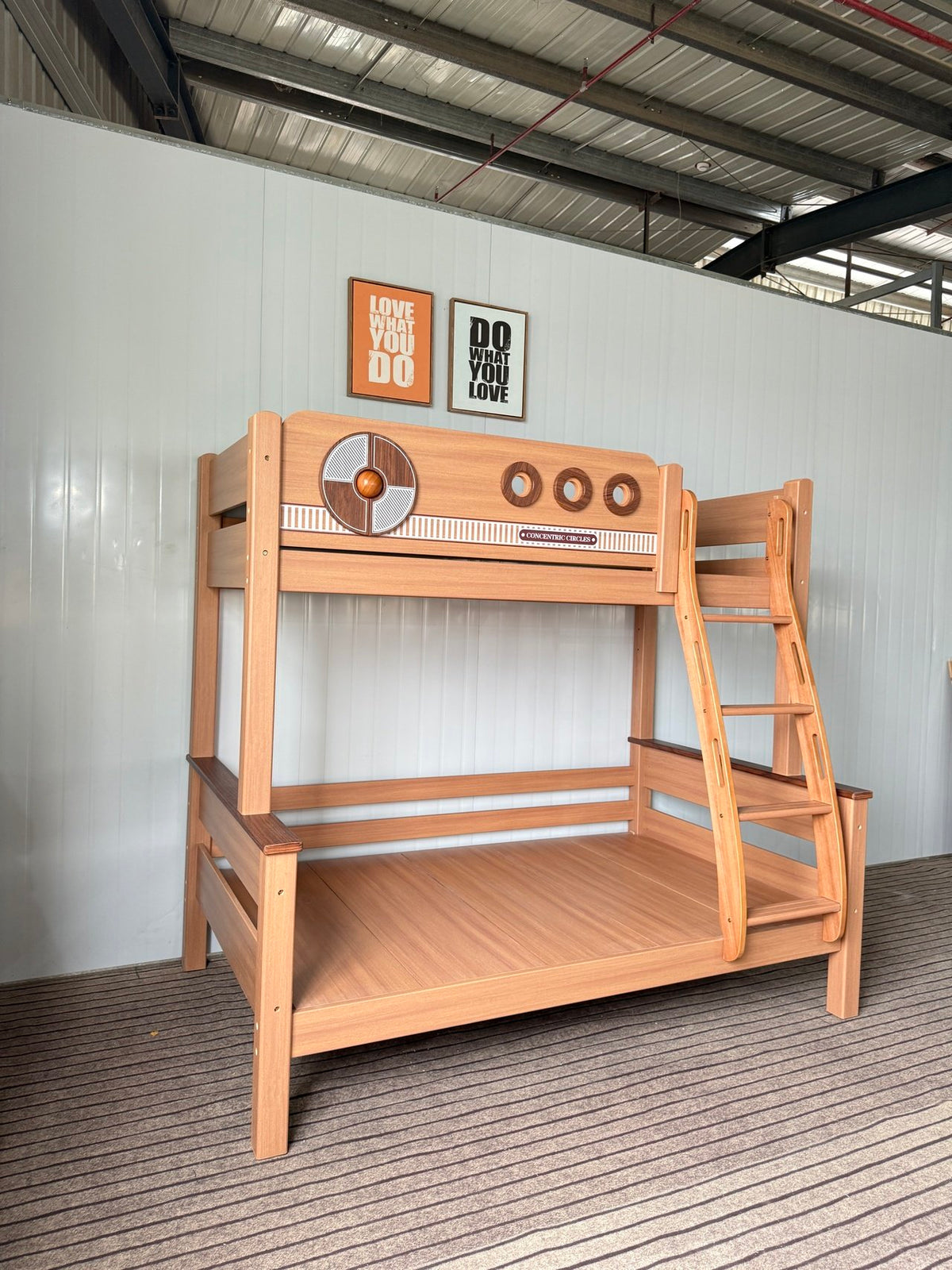 ANJU Porthole Wooden Bunk Bed with Optional Drawers and Bookshelf
