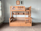 ANJU Porthole Wooden Bunk Bed with Optional Drawers and Bookshelf