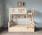 ANJU Wooden Bunk Bed with Round Disc and Porthole Details