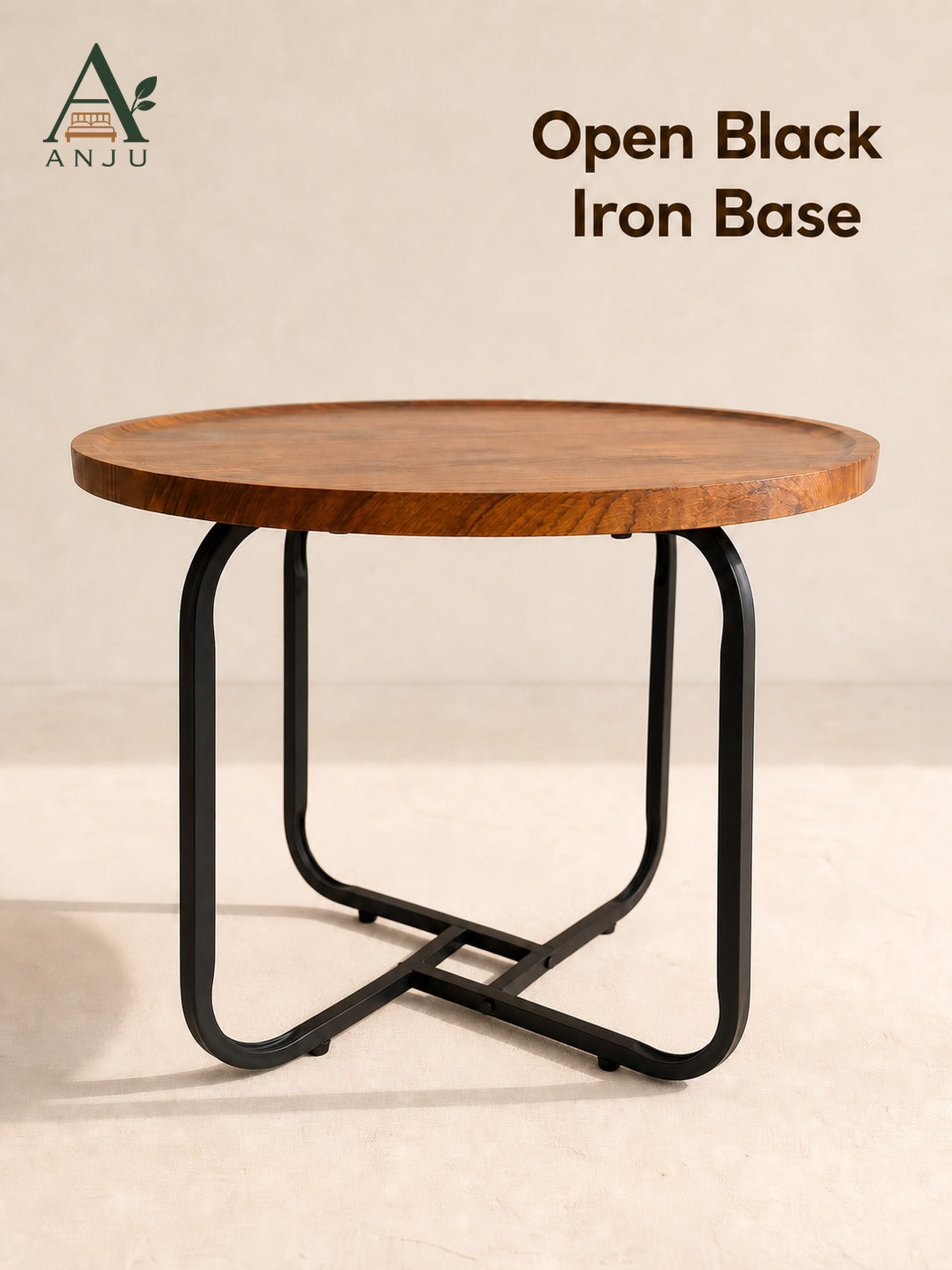 ANJU 50cm Round Coffee Table in Walnut Tone — image 4