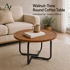 ANJU 50cm Round Coffee Table in Walnut Tone — image 1