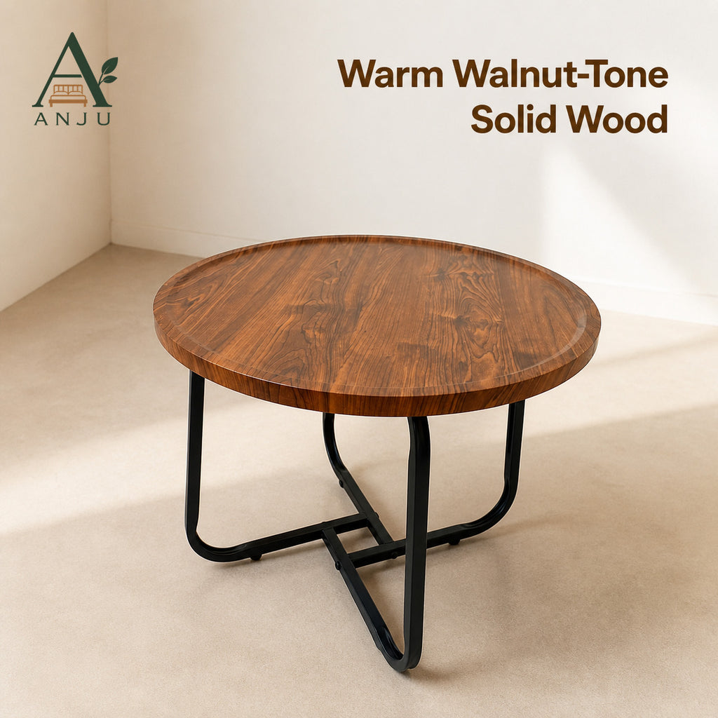 ANJU 50cm Round Coffee Table in Walnut Tone — image 3