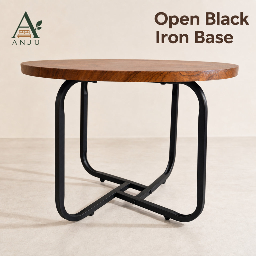 ANJU 50cm Round Coffee Table in Walnut Tone — image 4