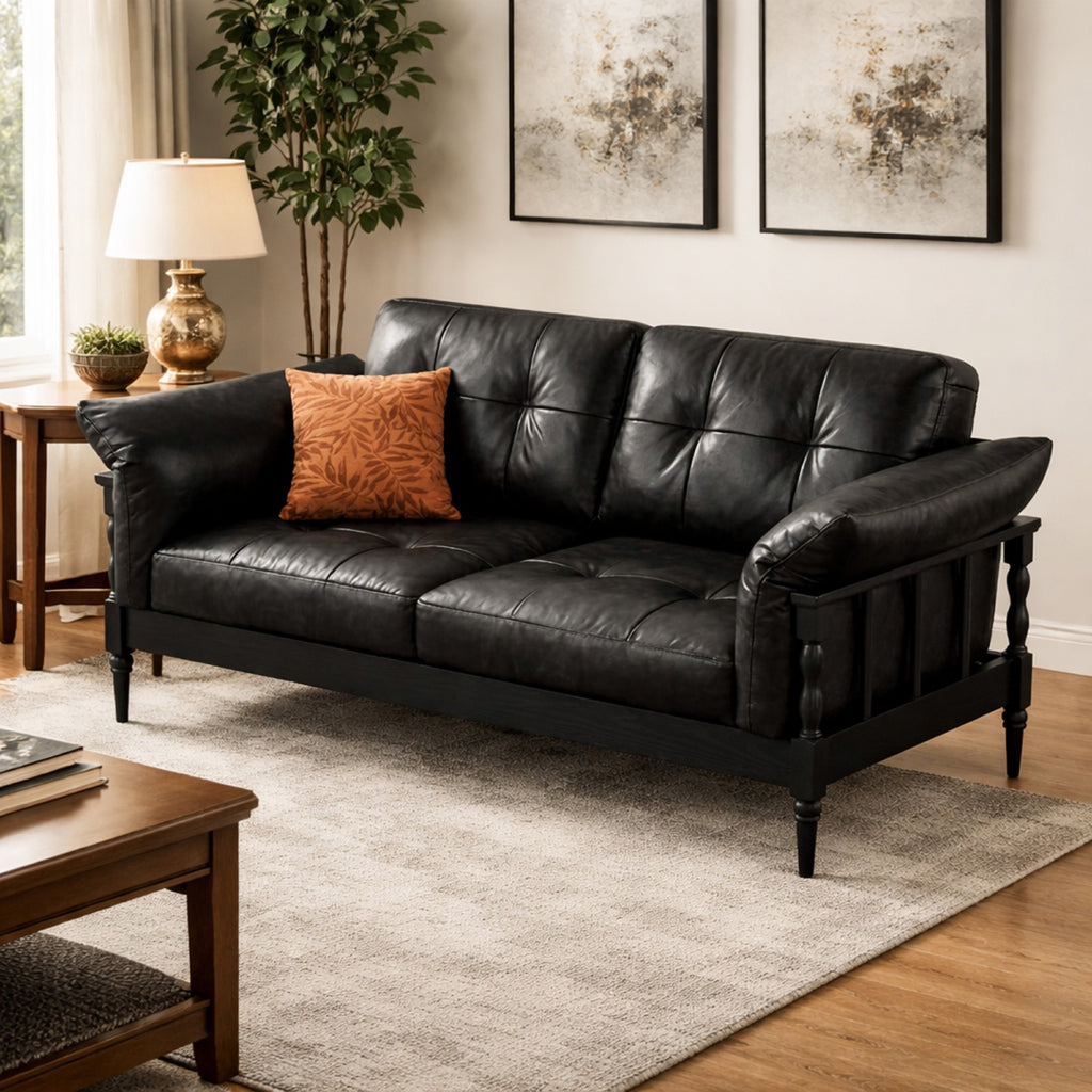 ANJU S02 Delan sofa in Black in a living room setting