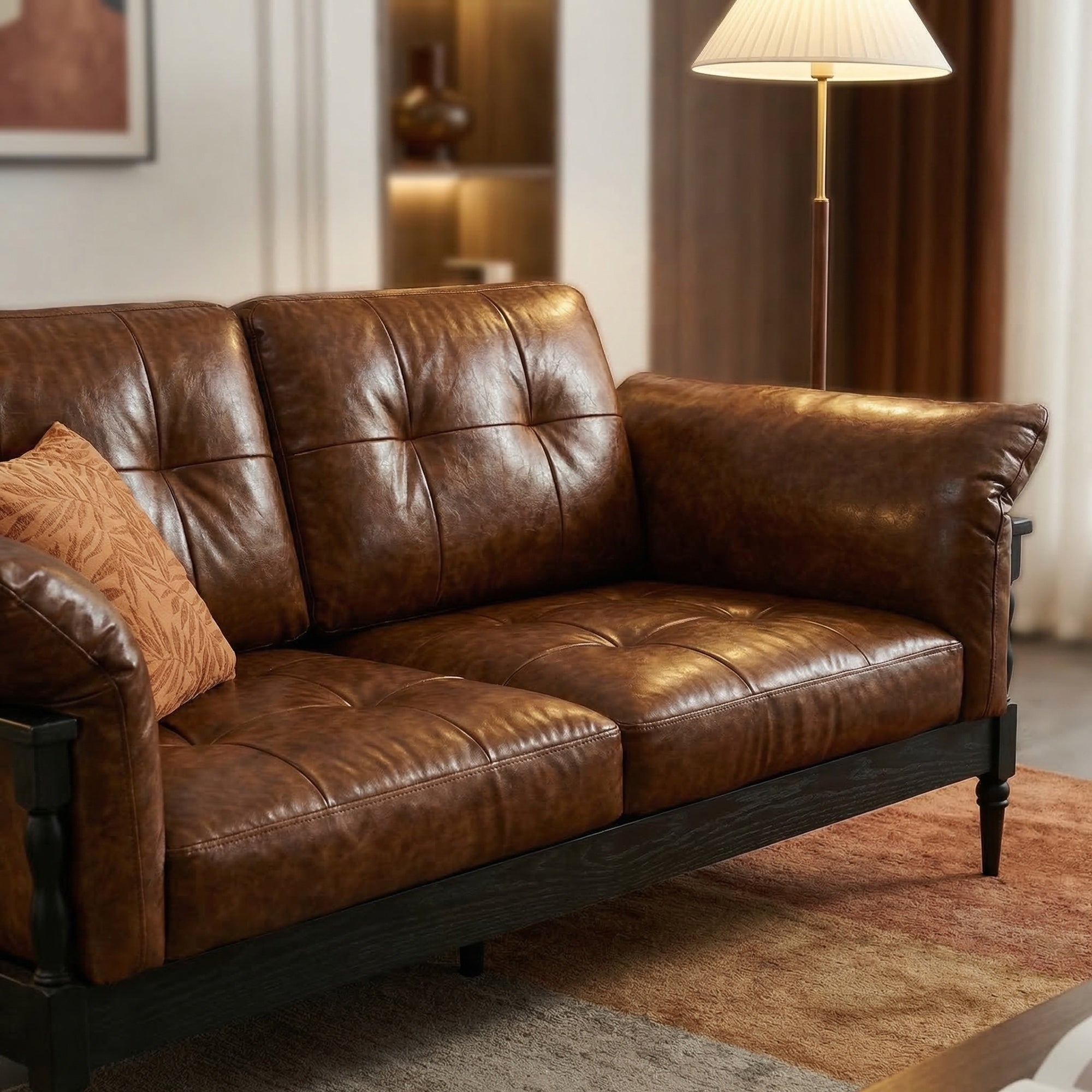ANJU S02 Delan sofa in Brown closeup scene