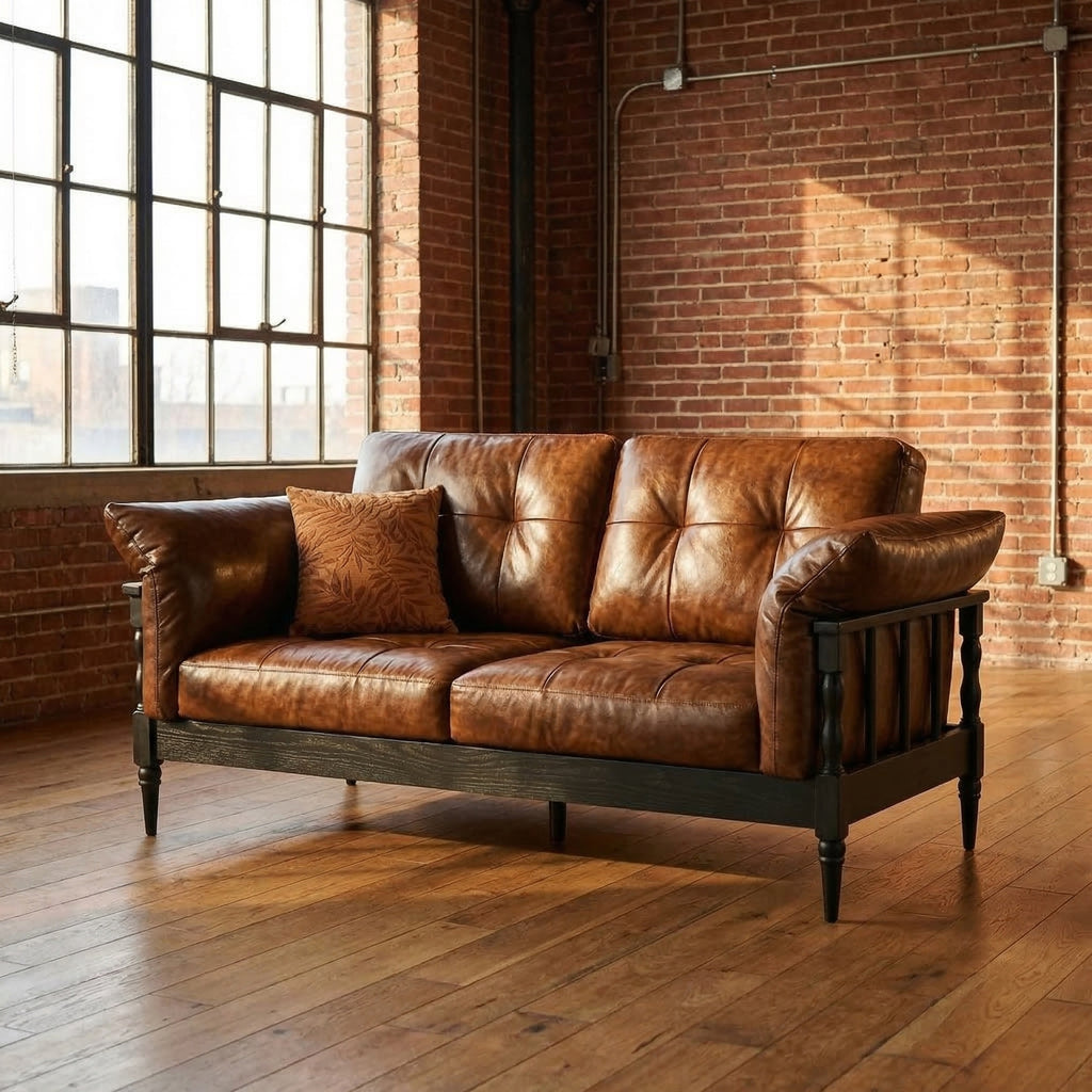 ANJU S02 Delan sofa in Brown full living room scene