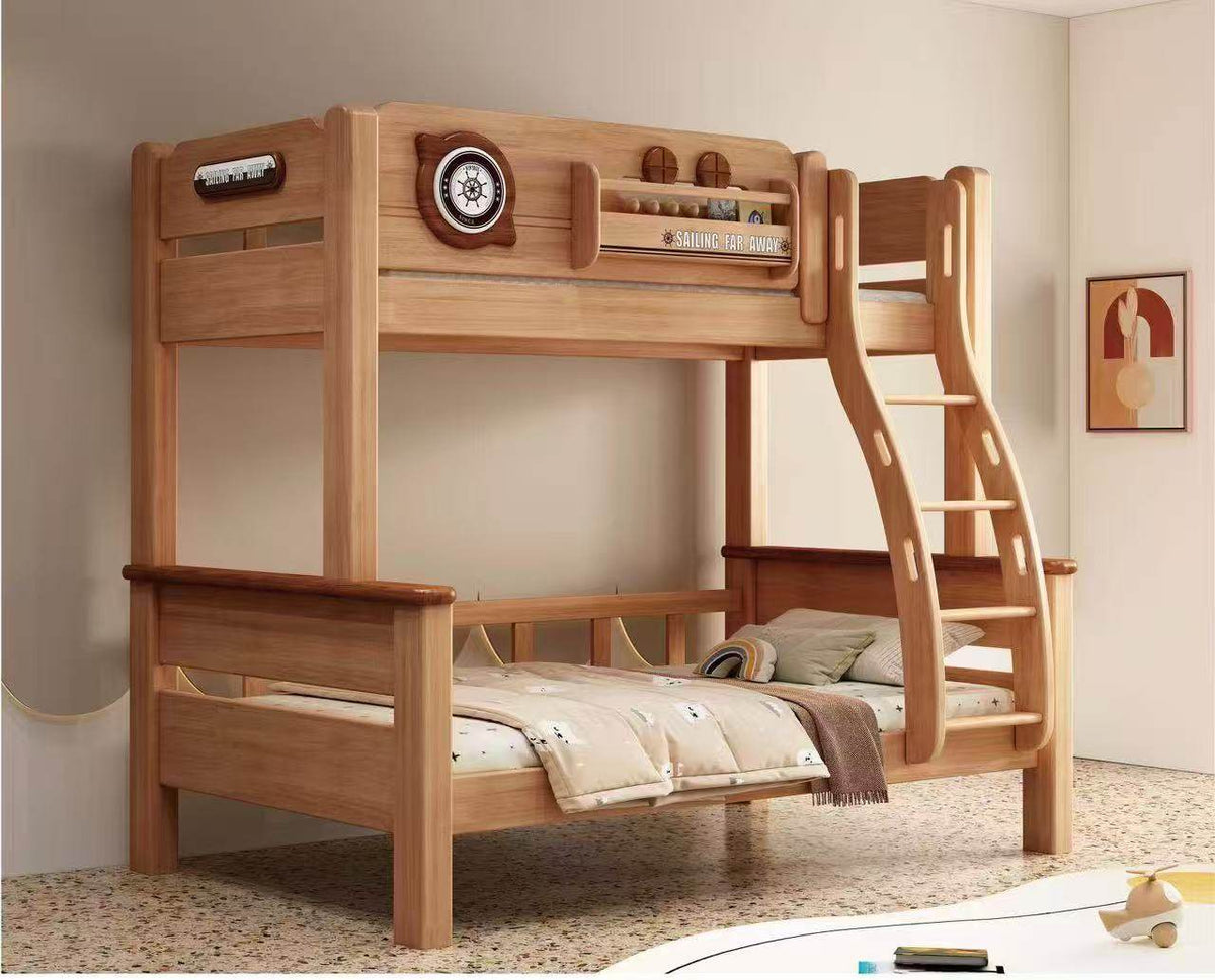 ANJU Ship's Wheel Wooden Bunk Bed