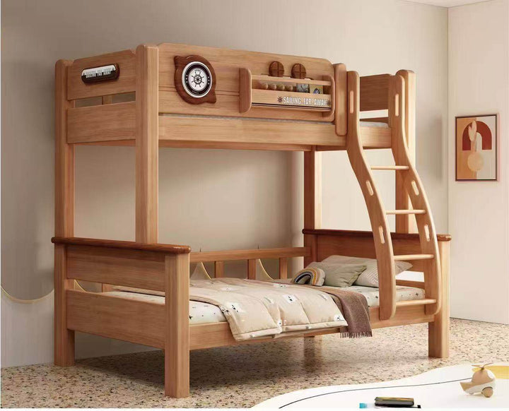 ANJU Ship's Wheel Wooden Bunk Bed