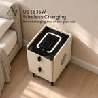ANJU Smart Bedside Table 30cm with Wireless Charging, Bluetooth Speakers, USB Ports and 2 Drawers, Khaki — image 5