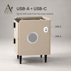ANJU Smart Bedside Table 30cm with Wireless Charging, Bluetooth Speakers, USB Ports and 2 Drawers, Khaki — image 7