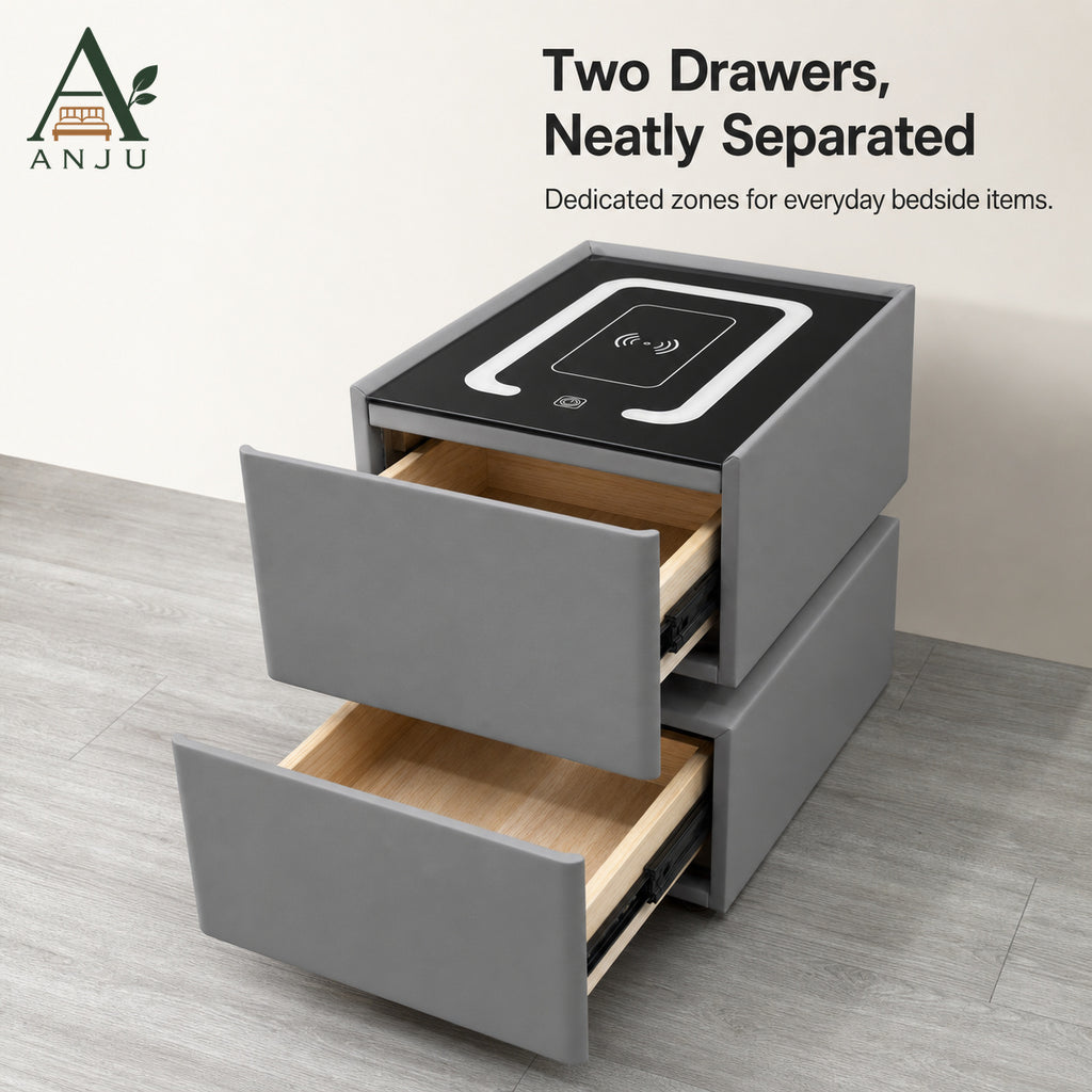 ANJU Smart Bedside Table 30cm with Wireless Charging, Bluetooth Speaker, USB Ports and Sensor Lights — image 7