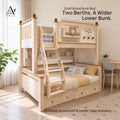 ANJU Solid Wood Bunk Bed Frame with 90cm Upper and 120cm Lower Levels, Ash Finish — image 1